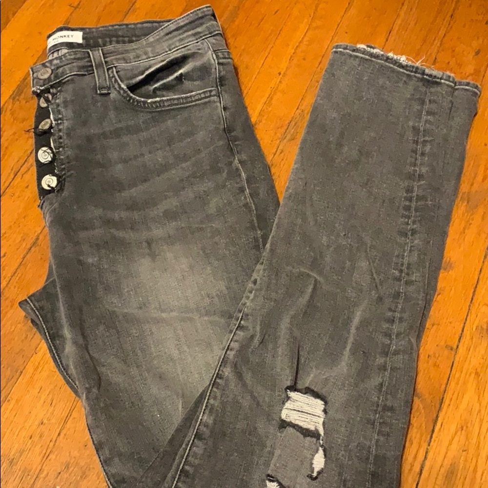 flying monkey button fly distressed jean